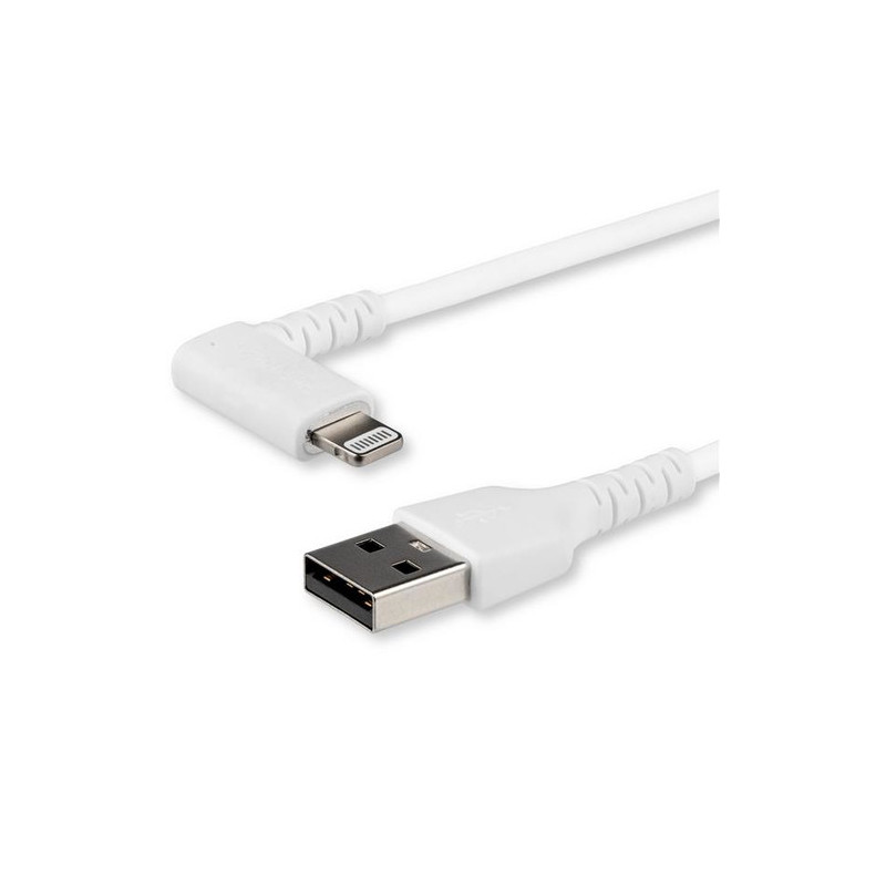 StarTech.com Cavo da USB-A a Lightening da 2m durevole - bianco ad angolo retto a 90&deg in fibra aramidica - Robusto e resisten