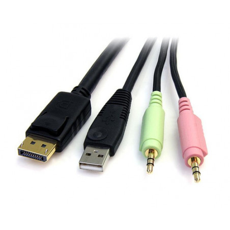 StarTech.com Cavo switch KVM DisplayPort USB 4 in 1 con audio e microfono 1,8 m
