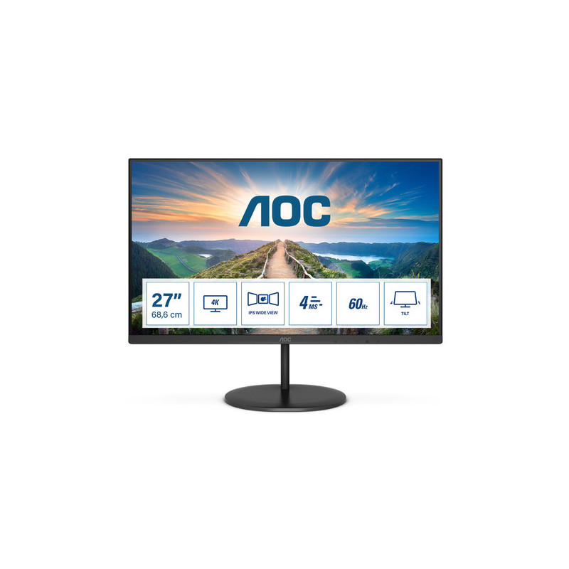 AOC V4 U27V4EA Monitor PC 68,6 cm (27") 3840 x 2160 Pixel 4K Ultra HD LED Nero