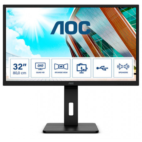 AOC Q32P2CA Monitor PC 80 cm (31.5") 2560 x 1440 Pixel 2K Ultra HD LED Nero