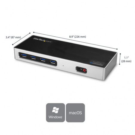 StarTech.com Dock USB-C e USB-A - Dock doppio monitor DisplayPort + HDMI 4K 60Hz - Docking station ibrida USB 3.0 per laptop USB