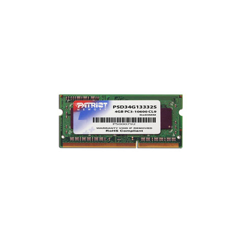 Patriot Memory 4GB DDR3 SODIMM memoria 1 x 4 GB 1333 MHz