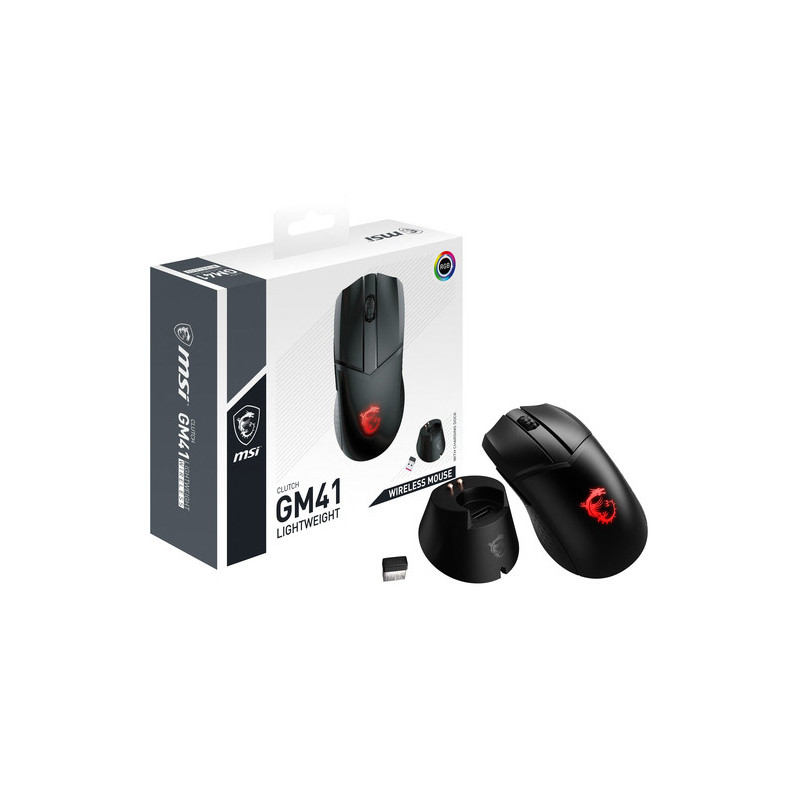 MSI Clutch GM41 Lightweight Wireless mouse Mano destra RF Wireless Ottico 20000 DPI