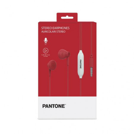 Pantone PT-WDE001R1 cuffia e auricolare Cuffie Cablato In-ear Musica e Chiamate Rosso, Bianco