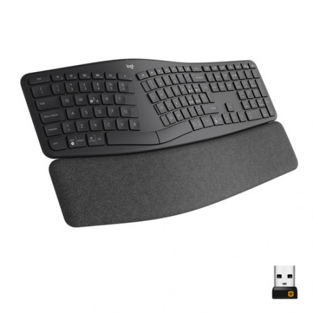 Logitech ERGO K860 Wireless Split Keyboard - Tastiera Ergonomica Wireless, Poggiapolsi, Connettività Bluetooth e USB, Compatibi