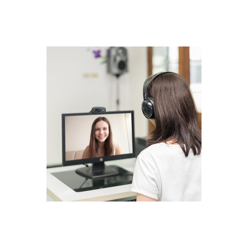 Logitech C270 Webcam HD, HD 720p/30fps, Videochiamate HD Widescreen, Correzione Automatica ‎Luminosità, Microfono Riduzione d