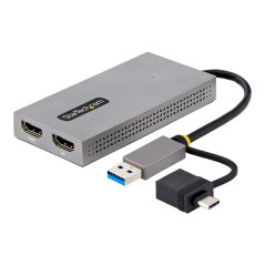 StarTech.com Adattatore USB 3.0 a HDMI, Scheda Video Esterna USB 3.0 a Doppio HDMI (1x 4K30Hz/1x 1080p), Cavo da 11cm, Convertit