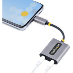 Adattatore USB C a Jack per 2 Cuffie/Mic