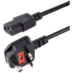 StarTech.com 3ft (1m) UK Computer Power Cable, BS 1363 to C13 Power Cord, 18AWG, 10A 250V, Black Replacement AC Power Cord, Moni