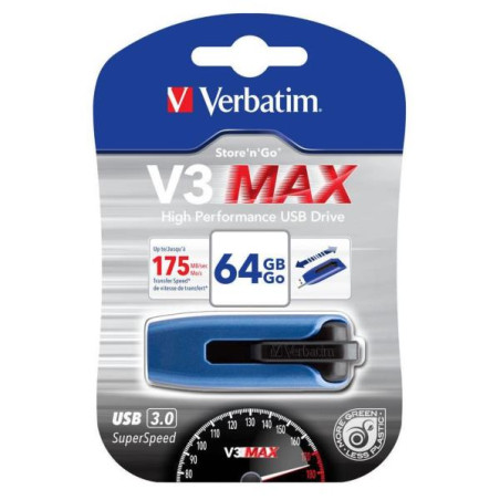 Verbatim V3 MAX - Memoria USB 3.0 da 64 GB - Blu