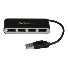 StarTech.com Hub USB 2.0 portatile a 4 porte con cavo integrato - Perno e Concentratore USB compatto - Mini Hub USB2.0
