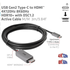 CLUB3D CAVO USB Gen2 TYPE-C TO HDMI 4K120Hz 8K60Hz HDR10 CON DSC1.2 M/M 3m/9.84ft