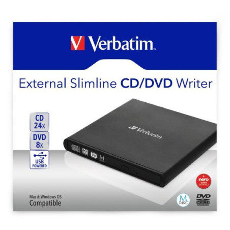 Verbatim Slimline CD/DVD lettore di disco ottico DVD-RW Nero