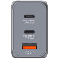 VERBATIM CARICATORE DA PARETE GNC-65 GAN CHARGER 3 PORT 65W USB A/C (EU/UK/US)