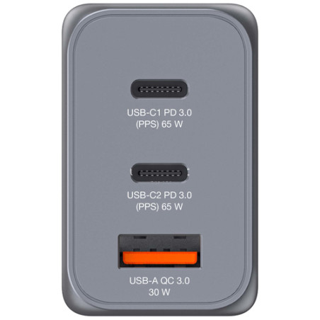 VERBATIM CARICATORE DA PARETE GNC-65 GAN CHARGER 3 PORT 65W USB A/C (EU/UK/US)
