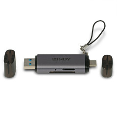 LINDY LETTORE DI SCHEDE SD/MICROSD USB 3.2 Tipo C e A