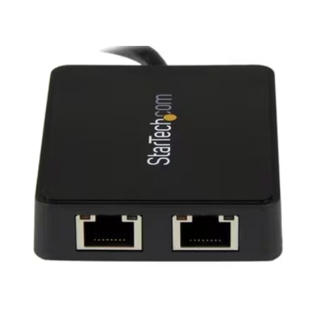 StarTech.com Adattatore USB 3.0 a doppia porta RJ45 con porta USB integrata - Scheda di rete esterna NIC LAN USB a Gigabit (USB3