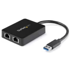StarTech.com Adattatore USB 3.0 a doppia porta RJ45 con porta USB integrata - Scheda di rete esterna NIC LAN USB a Gigabit (USB3
