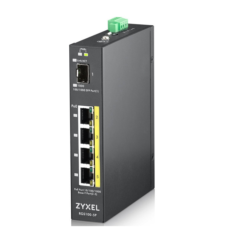 Zyxel RGS100-5P Non gestito L2 Gigabit Ethernet (10/100/1000) Supporto Power over Ethernet (PoE) Nero Zyxel RGS100-5P Non gestito L2 Gigabit Ethernet (10/100/1000) Supporto Power over Ethernet (PoE) Nero