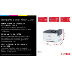 Xerox C410 A4 40 ppm Stampante fronte retro PS3 PCL5e 6 2 vassoi 251 fogli