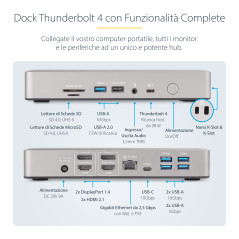 StarTech.com 132UE-TB4USB4DOCK laptop dock port replicator Wired Thunderbolt 4 Gray