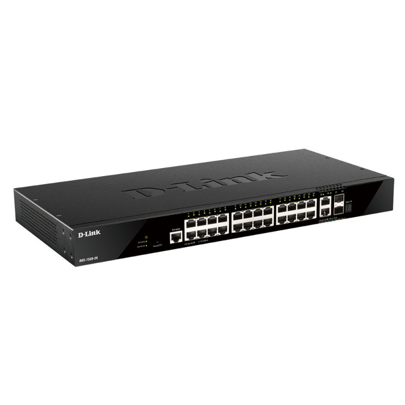 D-Link DGS-1520-28/E switch di rete Gestito L3 10G Ethernet (100/1000/10000) 1U Nero D-Link DGS-1520-28/E switch di rete Gestito L3 10G Ethernet (100/1000/10000) 1U Nero