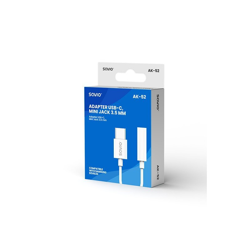 ADAPTADOR USB-C A MINI JACK 3.5 MM SAVIO AK-52