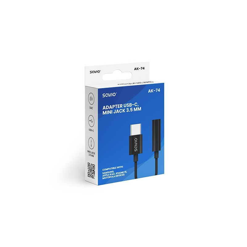 ADAPTADOR USB-C A JACK 3.5 MM SAVIO AK-74