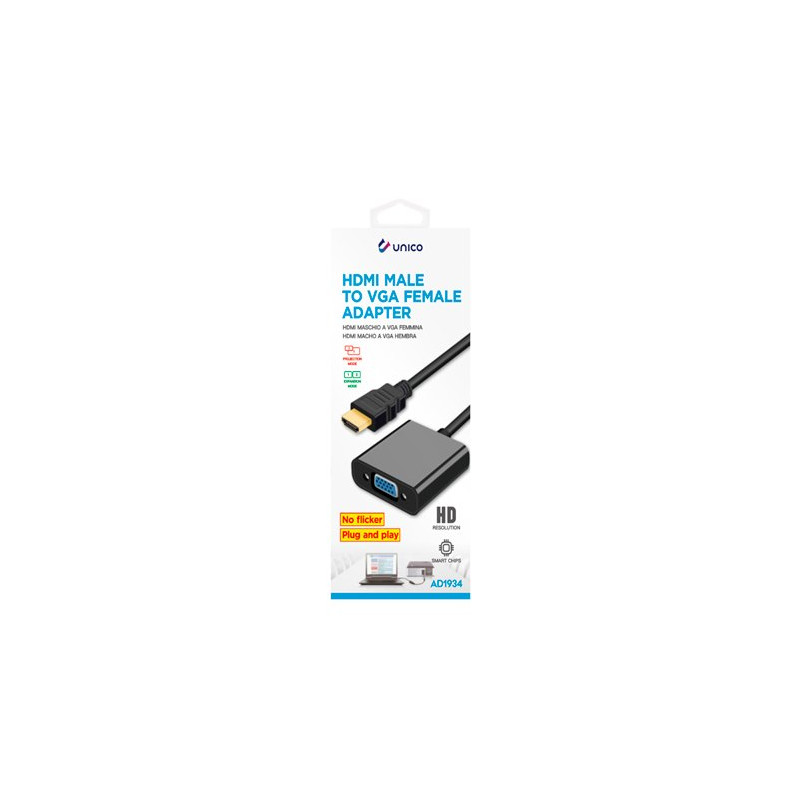 ADAPTADOR UNICO HDMI TO VGA M/H