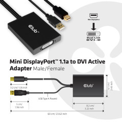 CLUB3D cac-1130 23.6" (0.6 m) MiniDP USB-A DVI-D Black