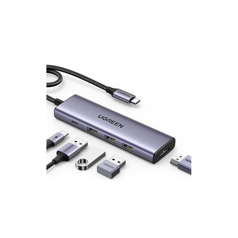 HUB UGREEN 5in1 USBC TO HDMI+3*USB 3.0 A+PD HUB UGREEN 5in1 USBC TO HDMI+3*USB 3.0 A+PD