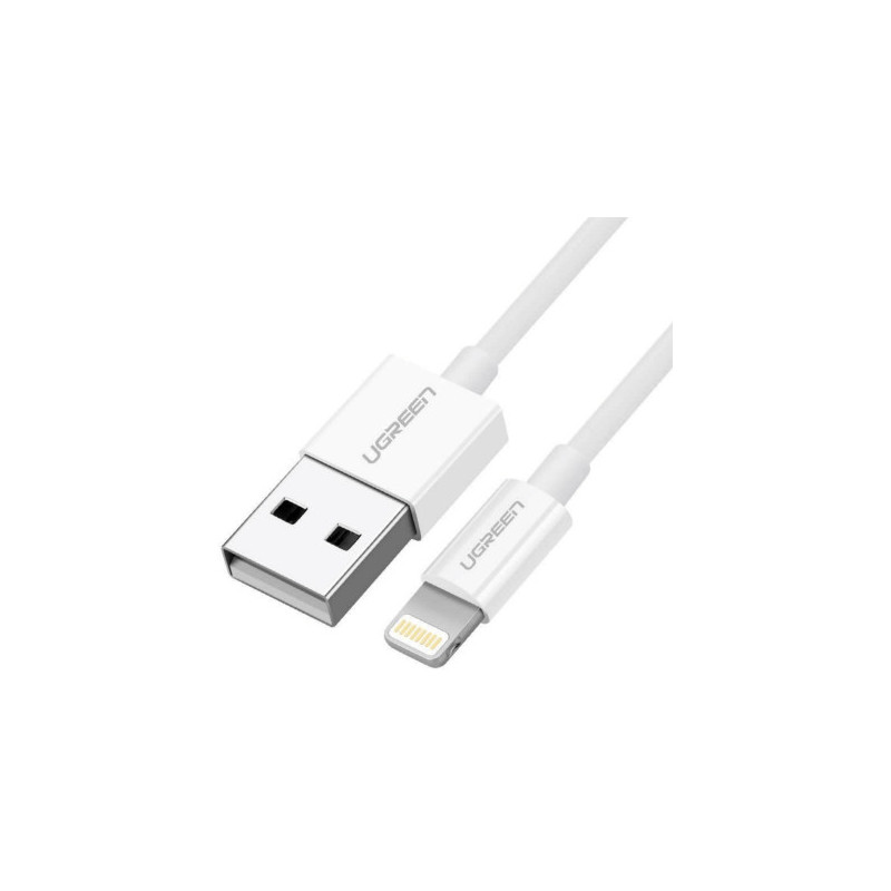 CABLE UGREEN USB-A MALE A LIGHTNING MFI 1M WHITE CABLE UGREEN USB-A MALE A LIGHTNING MFI 1M WHITE