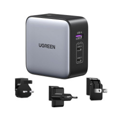 Ugreen 65W Nexode GaN Auricolare, Telefono cellulare, Computer portatile, Orologio intelligente, Tablet Grigio USB Ricarica