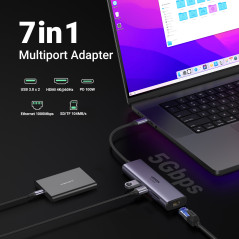 Ugreen 60515 laptop dock port replicator Wired USB 3.2 Gen 1 (3.1 Gen 1) Type-C Gray