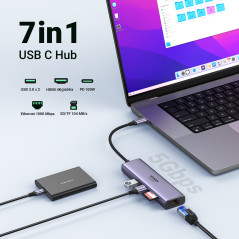 Ugreen 60515 laptop dock port replicator Wired USB 3.2 Gen 1 (3.1 Gen 1) Type-C Gray