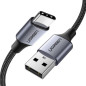 CABLE UGREEN USB-A USB-C ALUMINUM BRAID 1M BLACK CABLE UGREEN USB-A USB-C ALUMINUM BRAID 1M BLACK