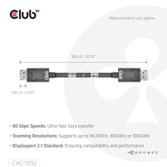 CLUB3D CAC-1092 cavo DisplayPort 1,6 m Nero