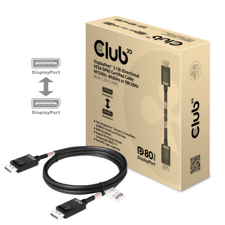 CABLE DP 2.1 A DP 2.1 CLUB3D M/M BIDIRECCIONAL