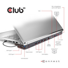 CLUB3D CSV-1564W65 laptop dock port replicator Docking USB 3.2 Gen 1 (3.1 Gen 1) Type-C Black