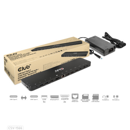 CLUB3D CSV-1566 laptop dock port replicator Docking USB 3.2 Gen 1 (3.1 Gen 1) Type-C Black