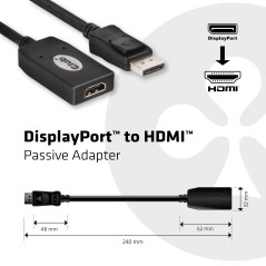 CLUB3D DisplayPort™ to HDMI™ Passive Adapter