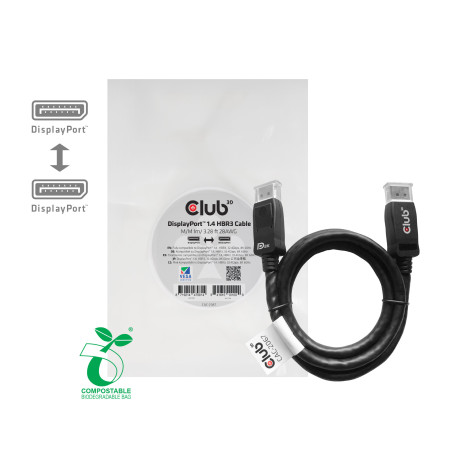 CLUB3D DisplayPort 1.4 HBR3 Cable 1m 3.28ft Male Male 8K60Hz