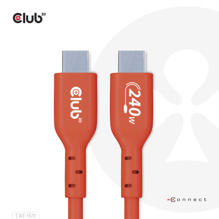 CABLE CARGA 240W CLUB3D CERTIFICATE USB2 TIPO-C 1M