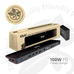 CLUB3D CSV-1564W100 laptop dock port replicator Docking USB 3.2 Gen 1 (3.1 Gen 1) Type-C Black