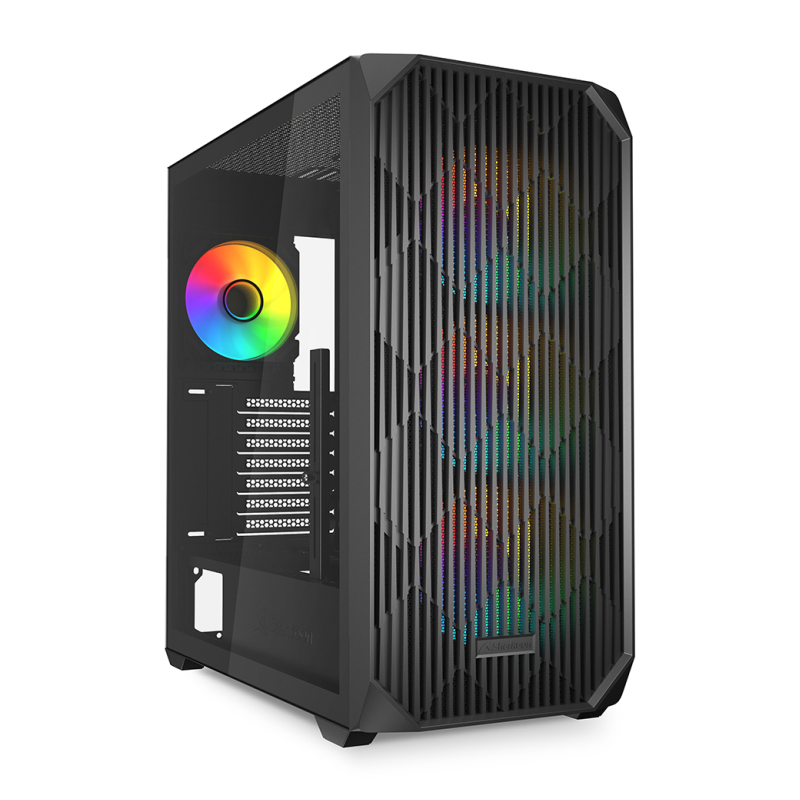 Caja gaming sharkoon ak3 rgb atx negro 3xvent 120mm 2xusb sn fuente