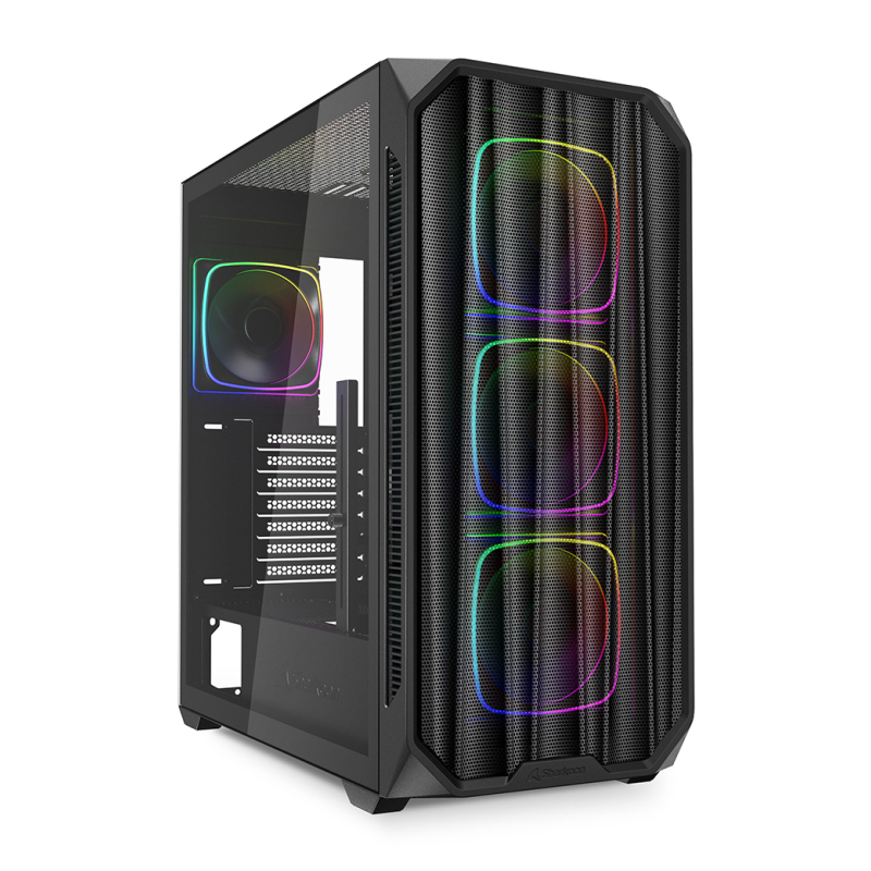 Caja gaming sharkoon ak5m rgb atx negro 3xvent 120mm 2xusb sn fuente