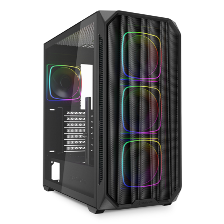 Caja gaming sharkoon ak5m rgb atx negro 3xvent 120mm 2xusb sn fuente