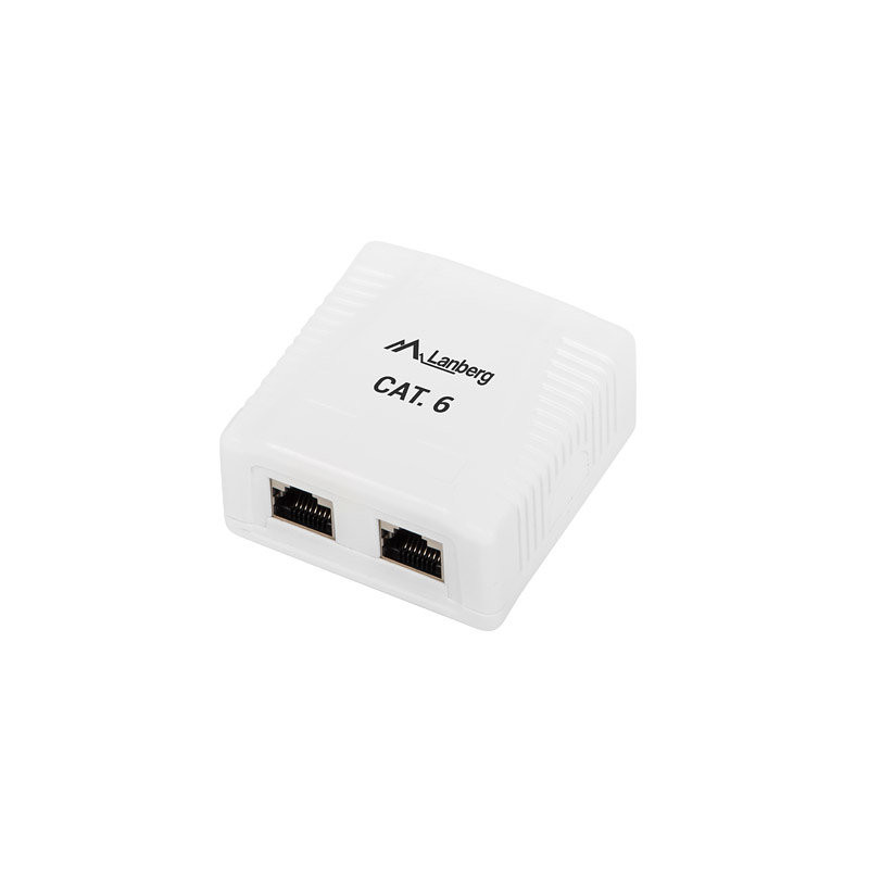 Roseta lanberg de superficie cat.6 ftp 2x toma rj45 blanco