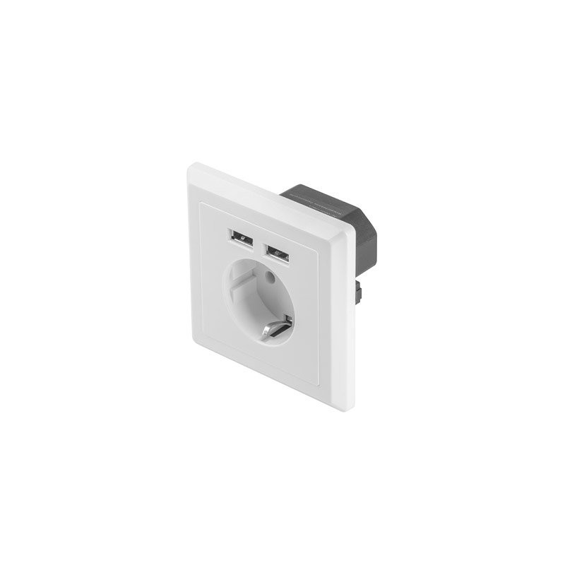 Roseta pared lanberg 230v schuko 16a 2x usb 2.1 a blanco