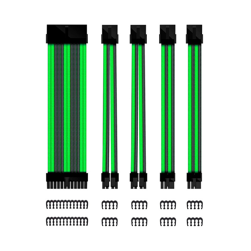 Kit de extension phoenix cables fuente de powercion 30cm 24 pines - 4 + 4 pines - 6 + 2 pines negro y verde